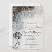 ハイヒール、バルーン、雪片、退職パーティー 招待状 (正面)