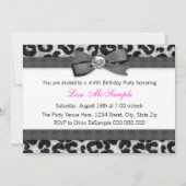 ハイヒール&ホットピンクヒョウ誕生日パーティー 招待状 (裏面)