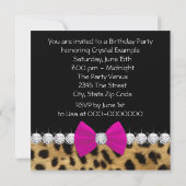 ハイヒール ホットピンク レオパード 誕生日パーティー 招待状 (裏面)