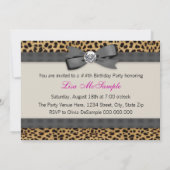 ハイヒール ホットピンク レオパード 誕生日パーティー 招待状 (裏面)