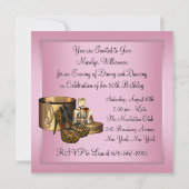 ハイヒール レオパード ゴールド 女性の50歳の誕生日 招待状 (裏面)