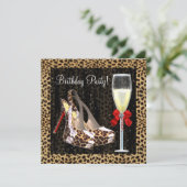 ハイヒール レッド レパード 誕生日 招待状 (スタンド正面)