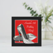 ハイヒール レディース 赤 黒 誕生日パーティー 招待状 (スタンド正面)