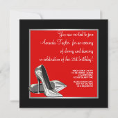 ハイヒール レディース 赤 黒 誕生日パーティー 招待状 (裏面)