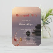 ハイヒール、ワイングラス、禅ストーンリタイアメントパーティー 招待状 (スタンド正面)