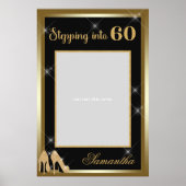ハイヒール 60歳誕生日 フォトプロップフレーム ゴールド ポスター (正面)