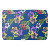 ハイビカラフルスカスの花の模様（青） バスマット (正面)