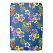 ハイビカラフルスカスの花の模様（青） バスマット (正面縦)