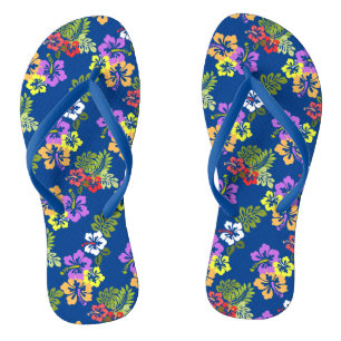 ハイビカラフルスカスの花（青） ビーチサンダル