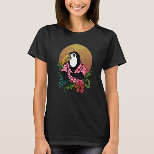ハイビスカスおもしろいレトロ Tシャツ (正面)