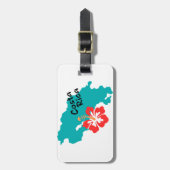 ハイビスカスが付いているコスタリカの地図 ラゲッジタグ (正面縦)