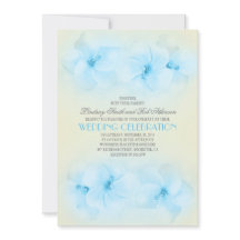 ハイビスカスが付いているターコイズのビーチ結婚式の招待