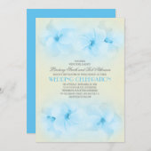 ハイビスカスが付いているターコイズのビーチ結婚式の招待 招待状 (正面/裏面)