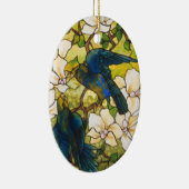 ハイビスカスとオウムのステンドグラス窓 セラミックオーナメント (右)