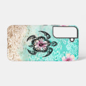 ハイビスカスとカメ SAMSUNG GALAXYケース (裏面横)