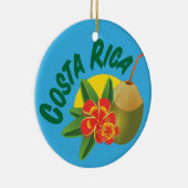 ハイビスカスとココナッツとコスタリカの明るい色 セラミックオーナメント (右)