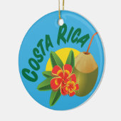 ハイビスカスとココナッツとコスタリカの明るい色 セラミックオーナメント (左)