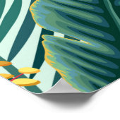 ハイビスカスとハイビスカスを持つシームレスなフローラの熱帯パターン ポスター (角)