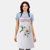 ハイビスカスとハミングバードエレガント調和 エプロン (着用した状態)