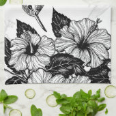 ハイビスカスとハミングバード キッチンタオル (折り畳み)