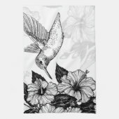 ハイビスカスとハミングバード キッチンタオル (縦)