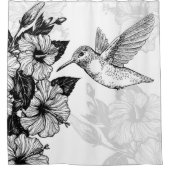 ハイビスカスとハミングバード シャワーカーテン (正面)