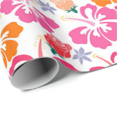 ハイビスカスとバラシルエットラッピング紙 ラッピングペーパー (ロールコーナー)