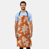 ハイビスカスとパイナップルのシームレスなアロハの模様。 エプロン (着用した状態)