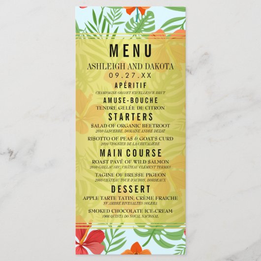 ハイビスカスとパーム葉のメ結婚ニュー メニュー