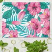 ハイビスカスとパーム葉の キッチンタオル (折り畳み)