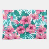 ハイビスカスとパーム葉の キッチンタオル (横)