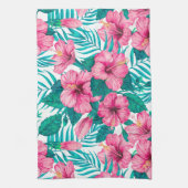 ハイビスカスとパーム葉の キッチンタオル (縦)