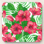 ハイビスカスとパーム葉の コースター (正面)