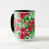 ハイビスカスとパーム葉の マグカップ (正面左)