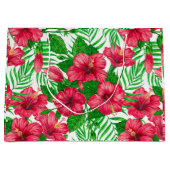 ハイビスカスとパーム葉の ラージペーパーバッグ (正面)