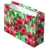 ハイビスカスとパーム葉の ラージペーパーバッグ (正面アングル)