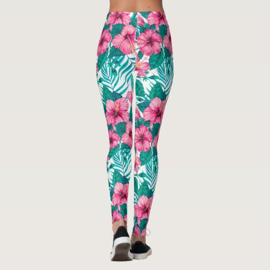 ハイビスカスとパーム葉の レギンス (裏面)