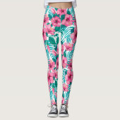 ハイビスカスとパーム葉の レギンス (正面)