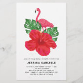 ハイビスカスとフラミンゴのブライダルシャワーへの招待 (正面)