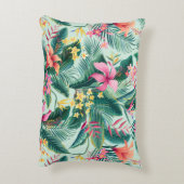 ハイビスカスとフローラの継ぎ目のない熱帯パターン アクセントクッション (裏面(縦))
