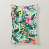 ハイビスカスとフローラの継ぎ目のない熱帯パターン アクセントクッション (正面(垂直))