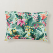 ハイビスカスとフローラの継ぎ目のない熱帯パターン アクセントクッション (裏面)