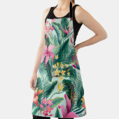 ハイビスカスとフローラの継ぎ目のない熱帯パターン エプロン (インサイチュ)