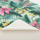 ハイビスカスとフローラの継ぎ目のない熱帯パターン シェルパブランケット (3/4)