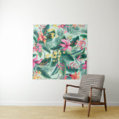 ハイビスカスとフローラの継ぎ目のない熱帯パターン タペストリー (インサイチュ(横))