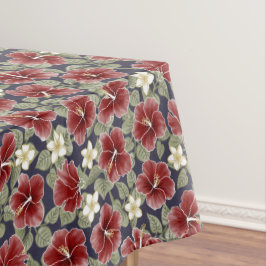 ハイビスカスとプルメリア – マルーン テーブルクロス