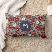 ハイビスカスとプルメリア – マルーン ランバークッション (ブランケット)