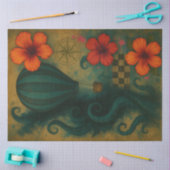 ハイビスカスとホットエアバルーン&触手デコページ 薄葉紙 (クラフト)