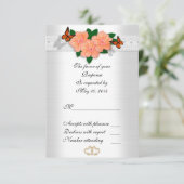 ハイビスカスとレース結婚式RSVPカード 出欠カード (スタンド正面)