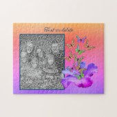 ハイビスカスと蝶があなたの写真を追加パーソナライズされた ジグソーパズル (横)